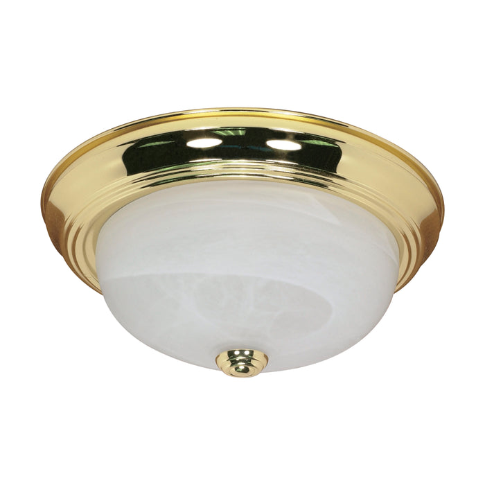 Two Light Flush Mount in Polished Brass