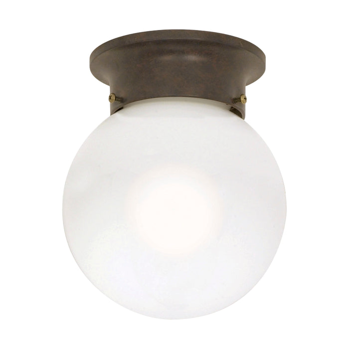 6 White Ball One Light Flush Mount in Old Bronze