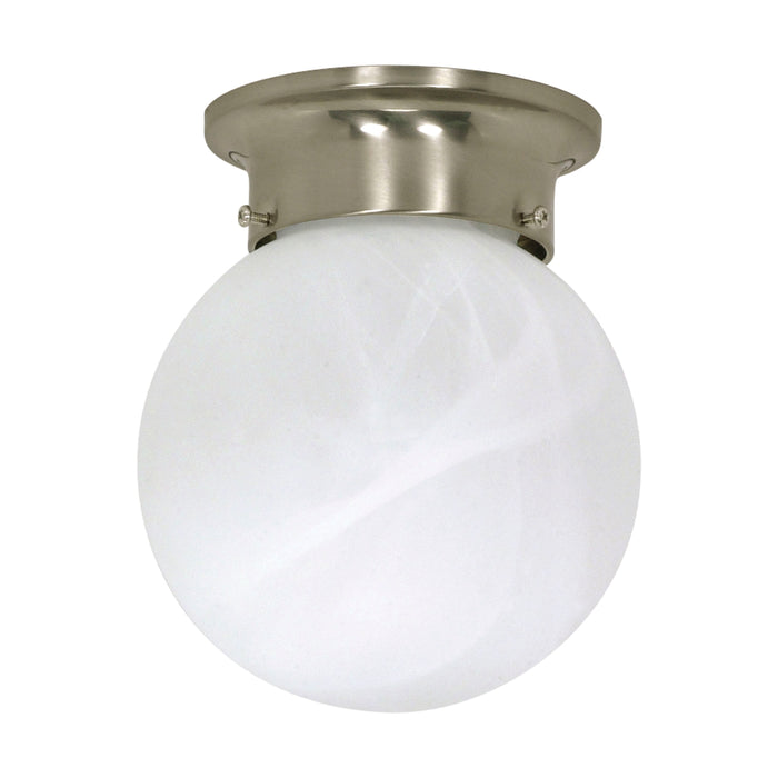 6 Alabaster Ball One Light Flush Mount in Brushed Nickel