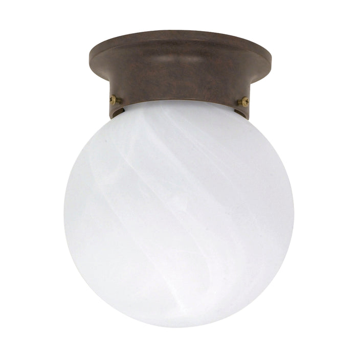 6 Alabaster Ball One Light Flush Mount in Old Bronze