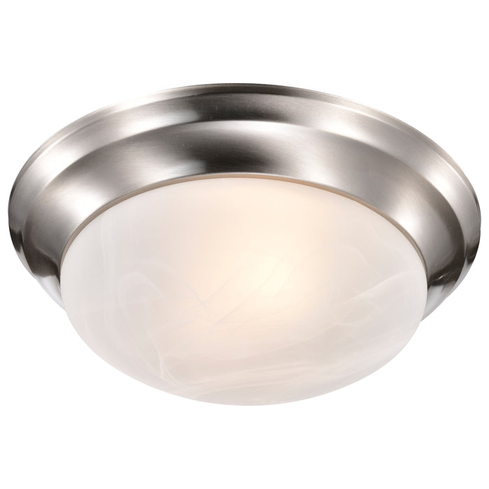 Twist and Lock Brushed Nickel Two Light Flush Mount in Brushed Nickel