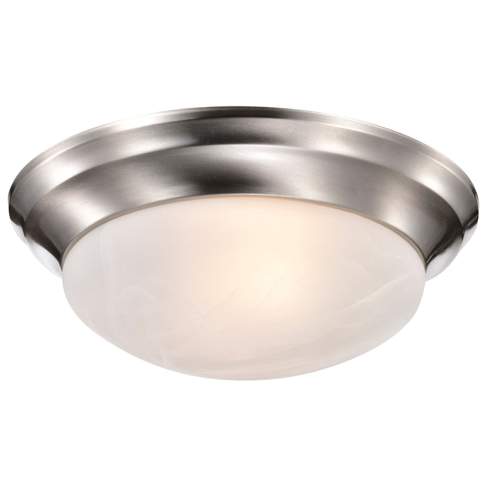 Twist and Lock Brushed Nickel Two Light Flush Mount in Brushed Nickel