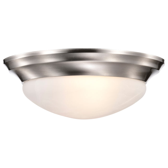 Twist and Lock Brushed Nickel Two Light Flush Mount in Brushed Nickel