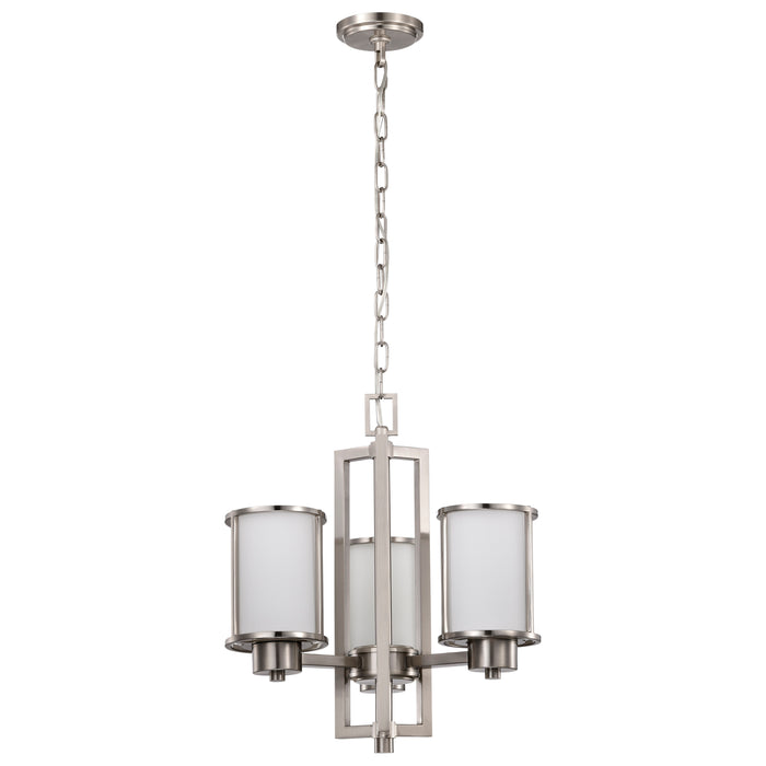 Odeon Three Light Chandelier in Brushed Nickel