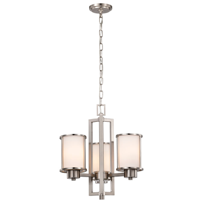 Odeon Three Light Chandelier in Brushed Nickel