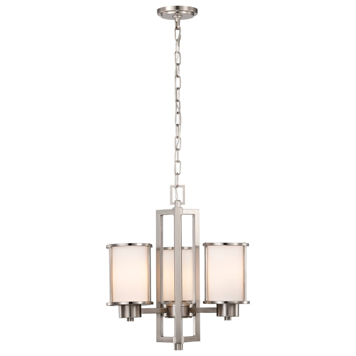 Odeon Three Light Chandelier in Brushed Nickel