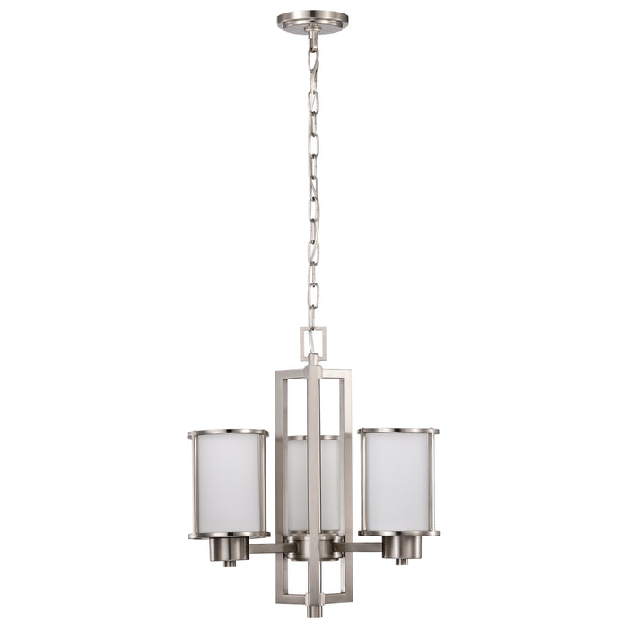 Odeon Three Light Chandelier in Brushed Nickel