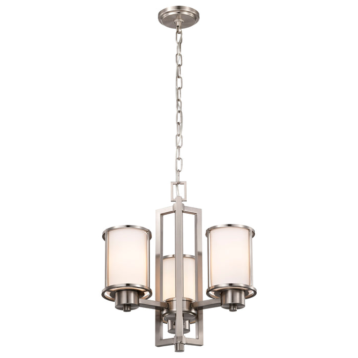 Odeon Three Light Chandelier in Brushed Nickel