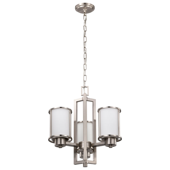 Odeon Three Light Chandelier in Brushed Nickel