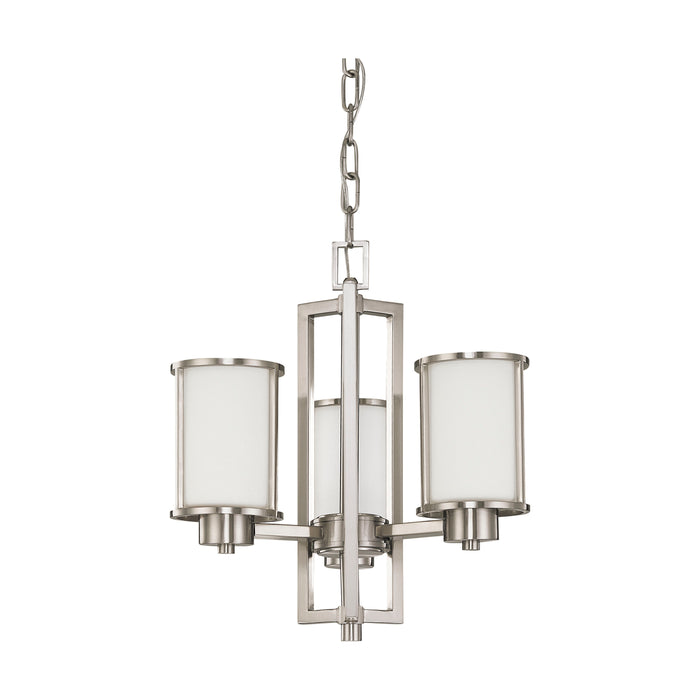 Odeon Three Light Chandelier in Brushed Nickel