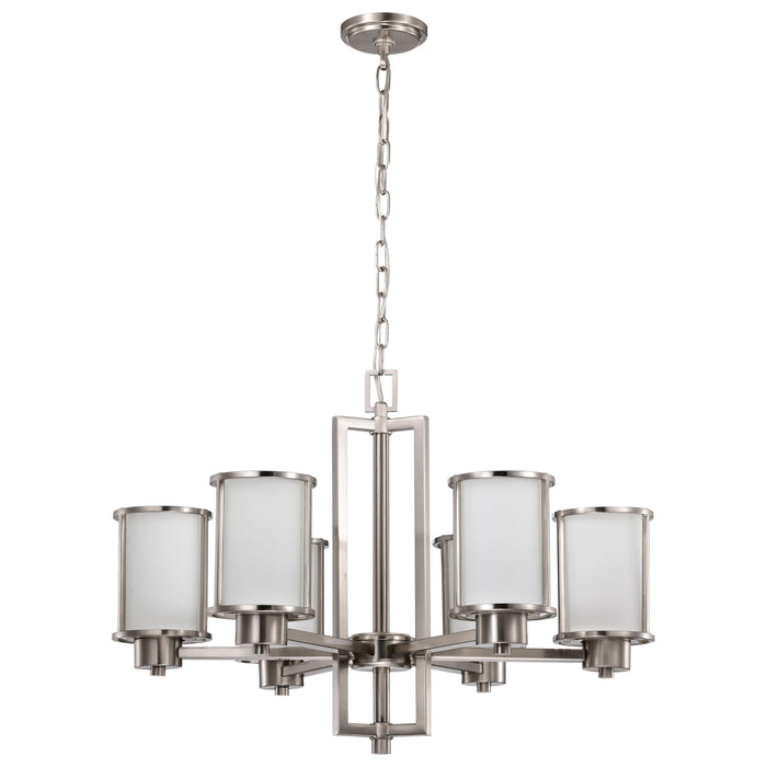 Odeon Six Light Chandelier in Brushed Nickel