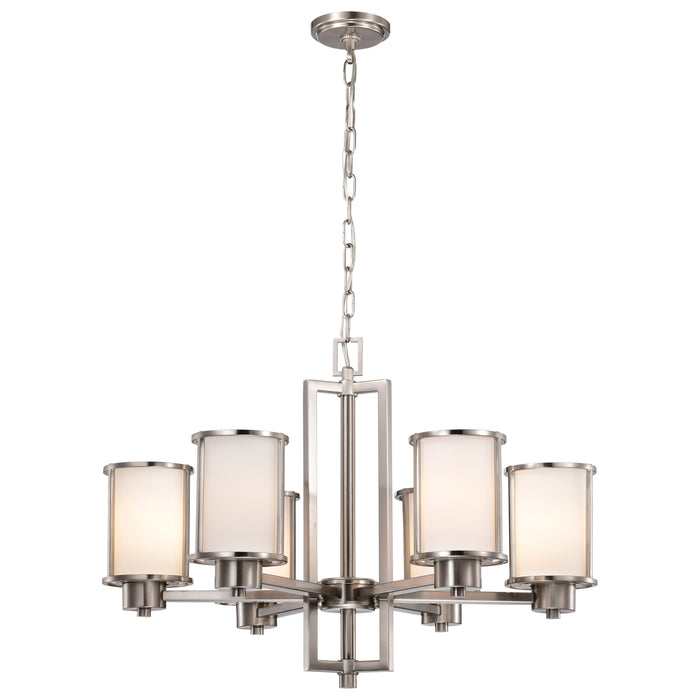 Odeon Six Light Chandelier in Brushed Nickel