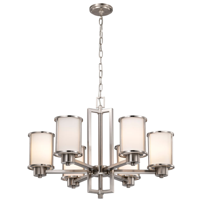 Odeon Six Light Chandelier in Brushed Nickel