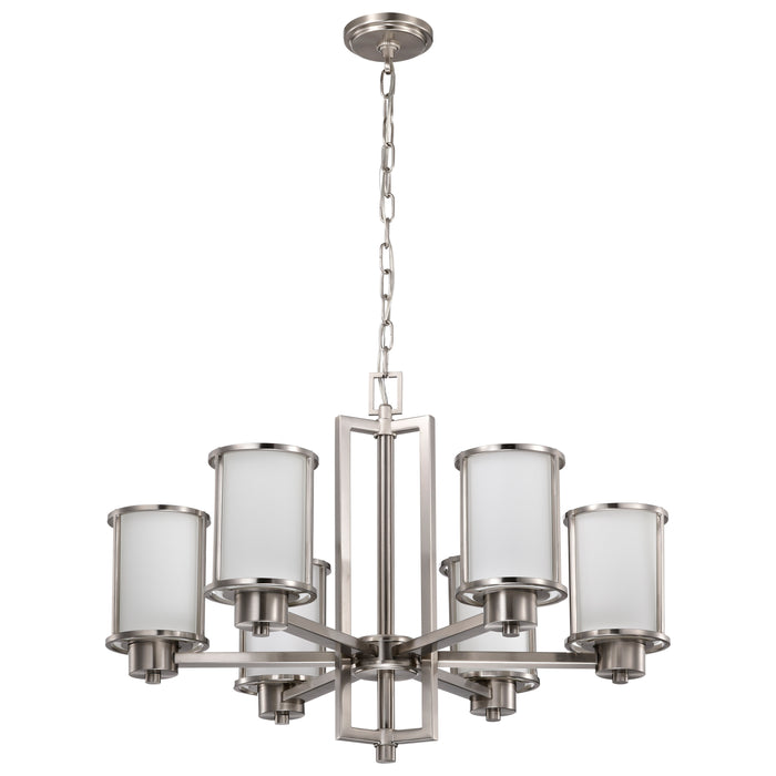 Odeon Six Light Chandelier in Brushed Nickel