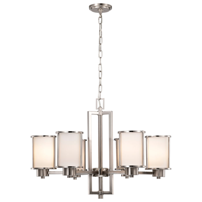 Odeon Six Light Chandelier in Brushed Nickel