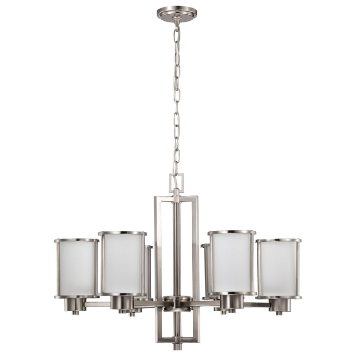 Odeon Six Light Chandelier in Brushed Nickel