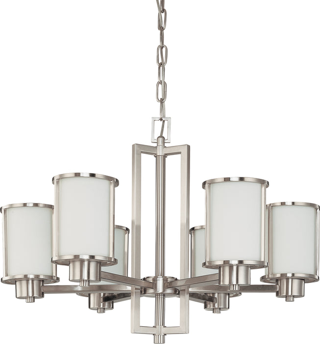 Odeon Six Light Chandelier in Brushed Nickel