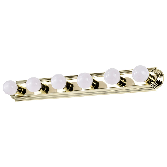 Six Light Vanity in Polished Brass