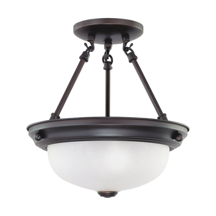 Close to Ceiling Mahogany Bronze Two Light Semi Flush Mount in Mahogany Bronze