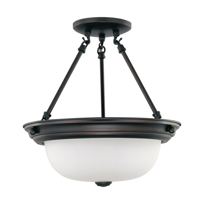 Close to Ceiling Mahogany Bronze Two Light Semi Flush Mount in Mahogany Bronze