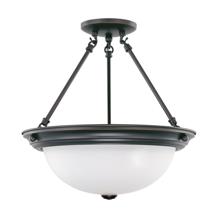 Close to Ceiling Mahogany Bronze Three Light Semi Flush Mount in Mahogany Bronze