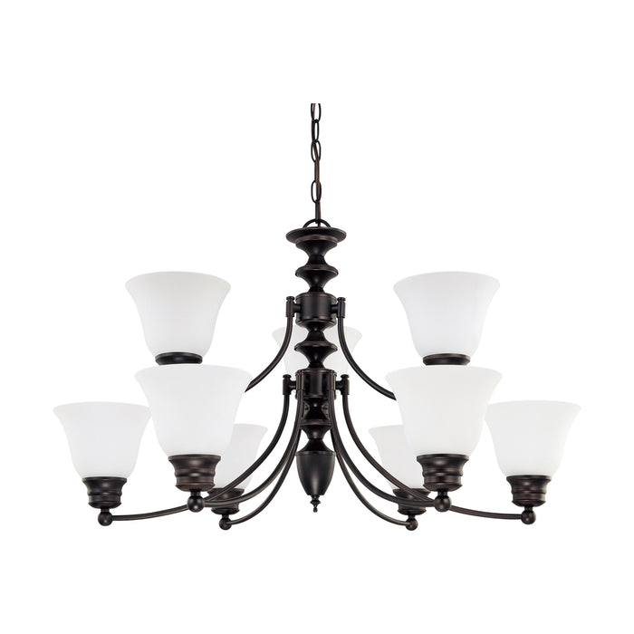 Empire Nine Light Chandelier in Mahogany Bronze