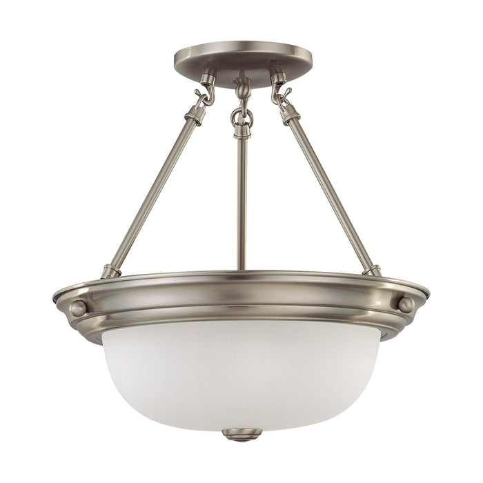 Close to Ceiling Brushed Nickel Two Light Semi Flush Mount in Brushed Nickel