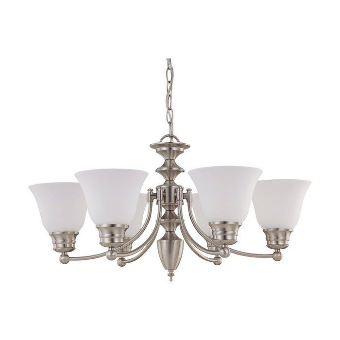 Empire Six Light Chandelier in Brushed Nickel