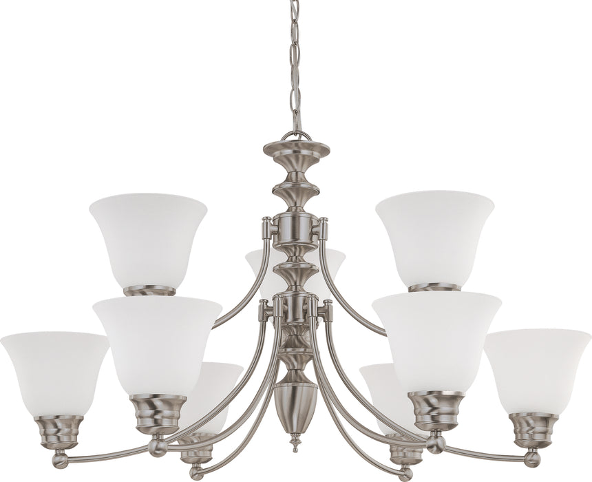 Empire Nine Light Chandelier in Brushed Nickel