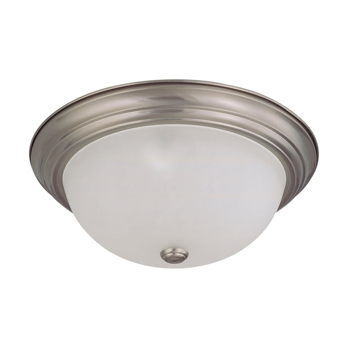 Close to Ceiling Brushed Nickel Three Light Flush Mount in Brushed Nickel