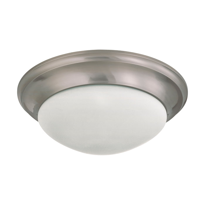 Close to Ceiling Brushed Nickel Three Light Flush Mount in Brushed Nickel