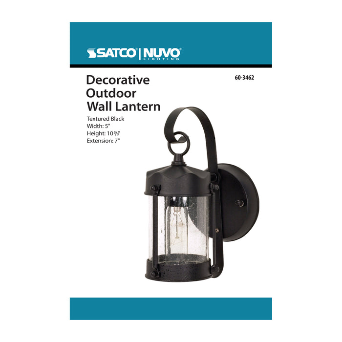 One Light Wall Lantern in Textured Black