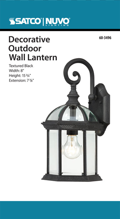 Boxwood One Light Wall Lantern in Textured Black