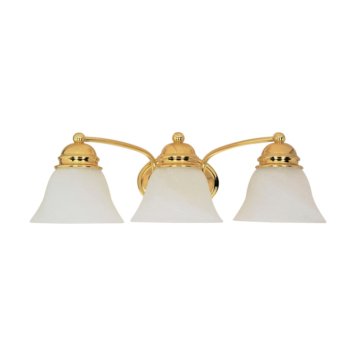 Empire Three Light Vanity in Polished Brass