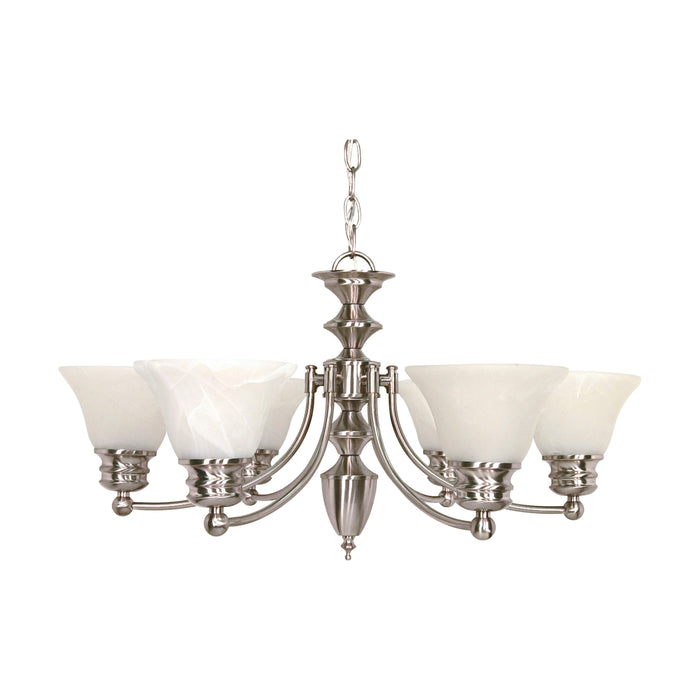 Empire Six Light Chandelier in Brushed Nickel