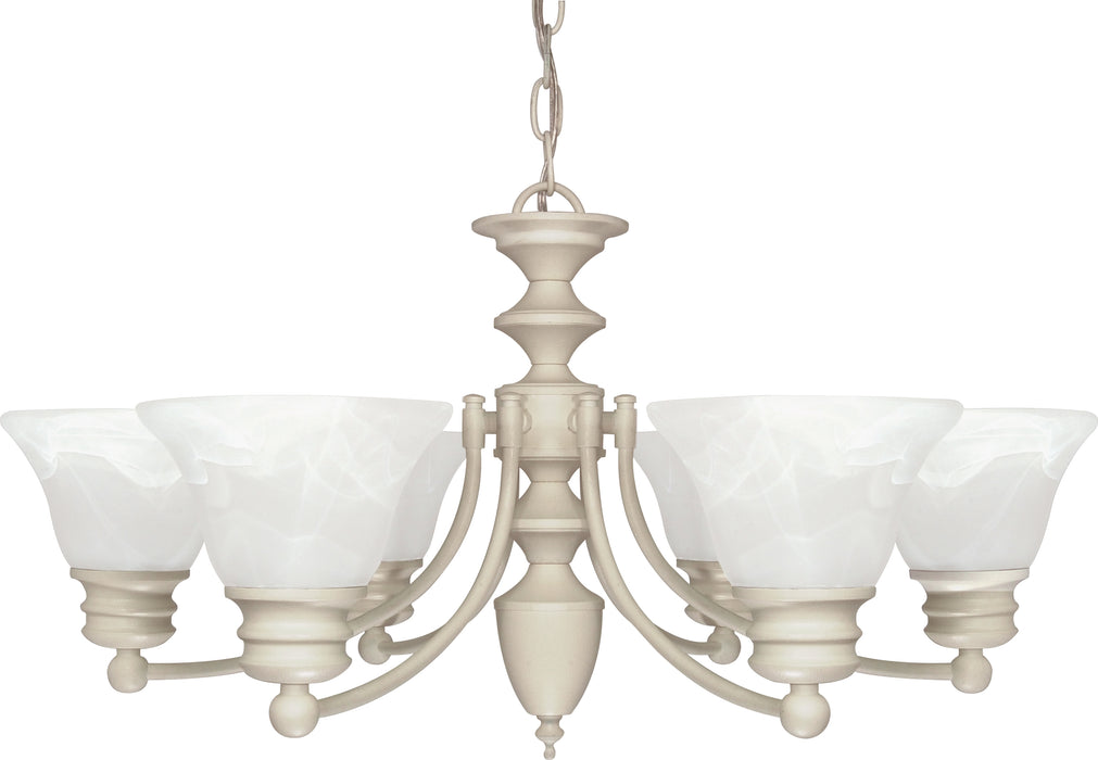 Empire Six Light Chandelier in Textured White