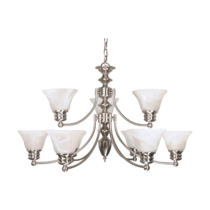 Empire Nine Light Chandelier in Brushed Nickel