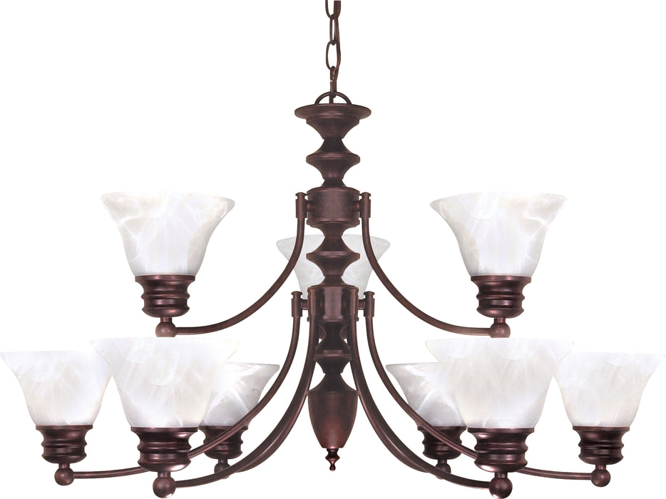 Empire Nine Light Chandelier in Old Bronze