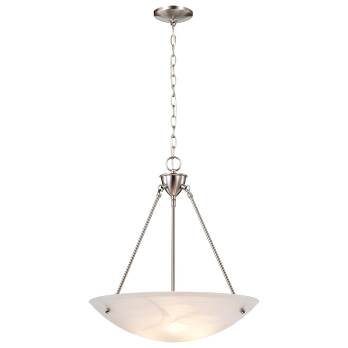 Pendants Brushed Nickel Three Light Pendant in Brushed Nickel