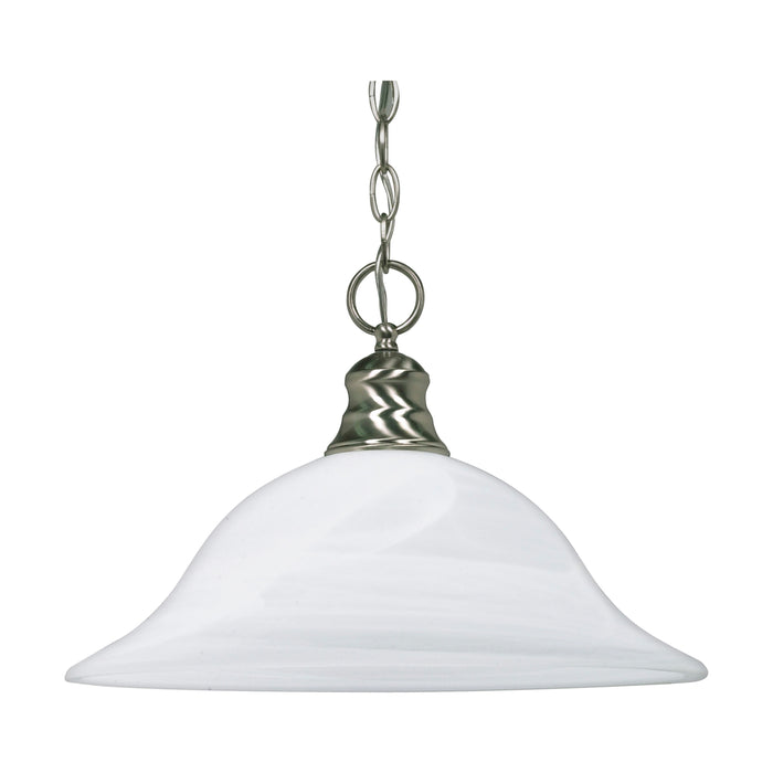 Alabaster Glass Hanging Dome One Light Pendant in Brushed Nickel