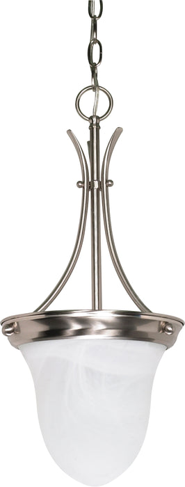 Alabaster Glass Bell One Light Pendant in Brushed Nickel