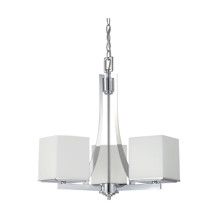 Bento Three Light Chandelier in Polished Chrome