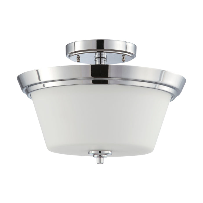 Bento Three Light Semi Flush Mount in Polished Chrome / Satin White