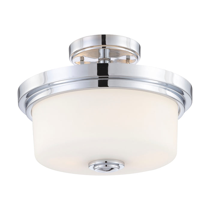 Soho Two Light Semi Flush Mount in Polished Chrome / Satin White