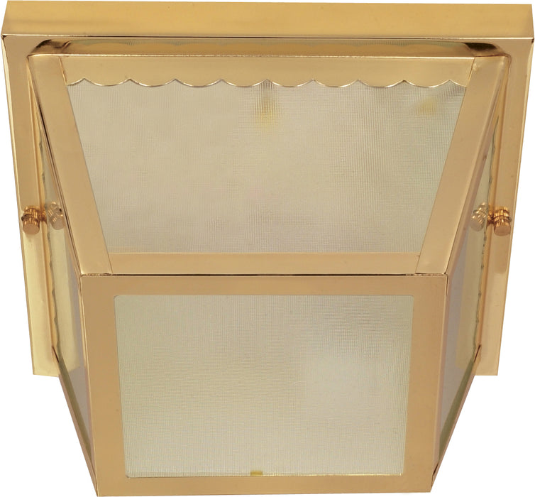 Carport Two Light Flush Mount in Polished Brass