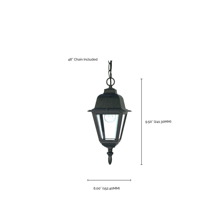 Briton One Light Hanging Lantern in Textured Black