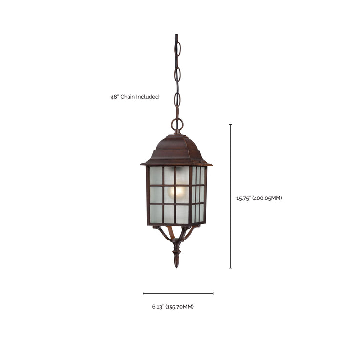 Adams One Light Hanging Lantern in Rustic Bronze