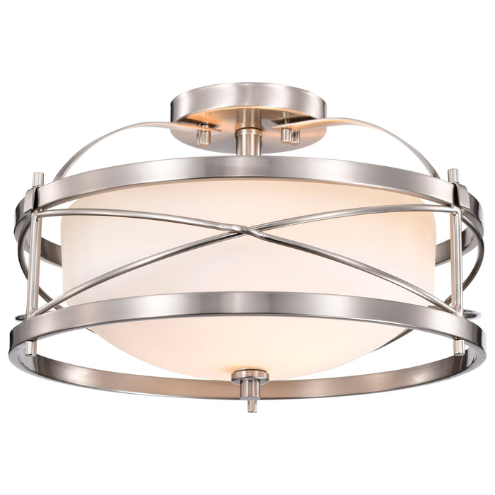 Ginger Two Light Semi Flush Mount in Brushed Nickel