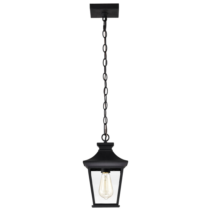 Jasper One Light Outdoor Hanging Lantern in Matte Black