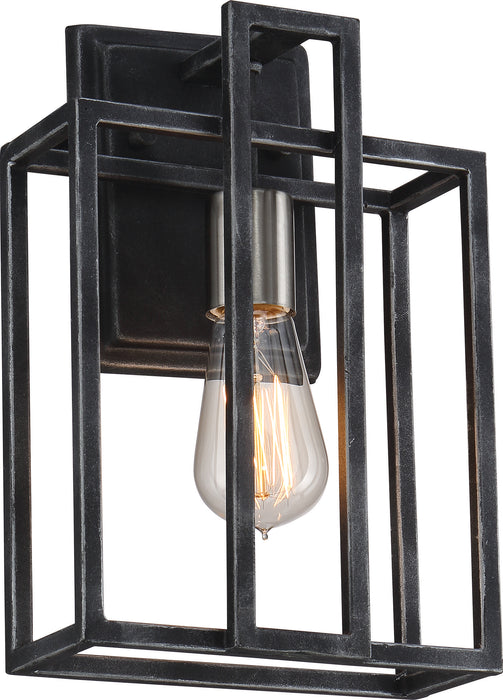 Lake One Light Wall Sconce in Iron Black / Brushed Nickel Accents
